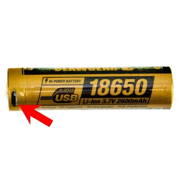 Clawgear Rechargeable Battery 18650 3.7V 2600mAh Micro-USB