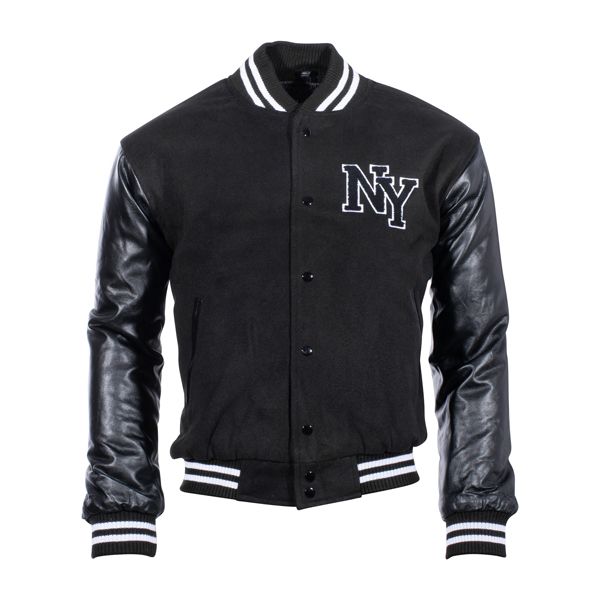Mil-Tec Baseball Jacket NY with Patch black