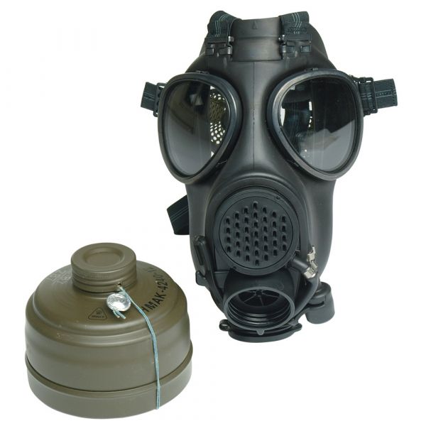Used Swiss Gas Mask with Filter and Pouch Like New