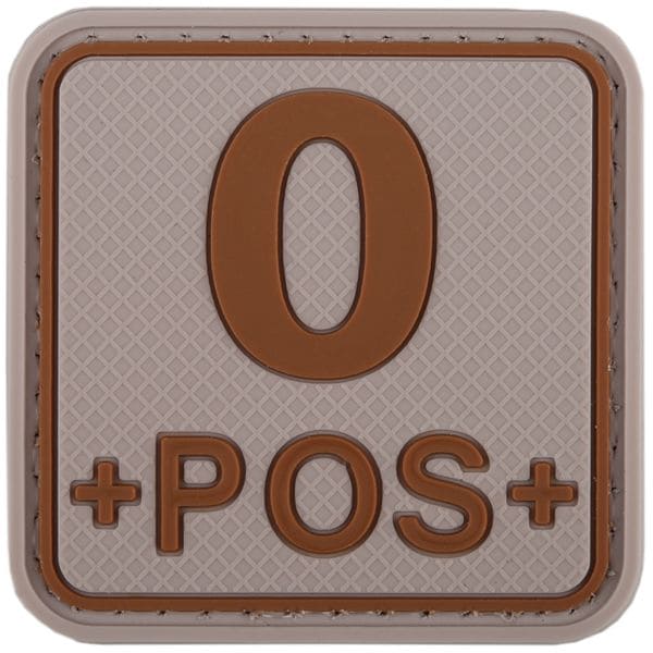 TAP 3D Blood Type Patch Rubber 0 Pos Square desert