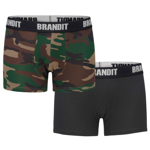 Brandit Boxer Shorts 2-Pack Brandit Logo woodland/black
