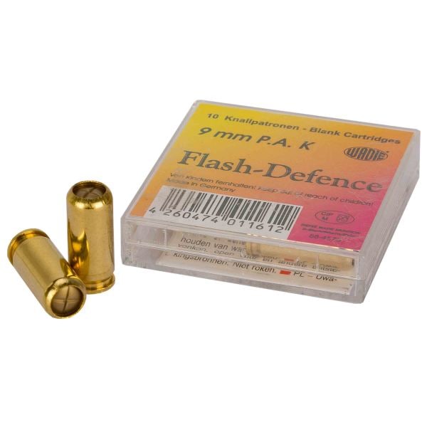 Wadie Flash Defense 9 mm Blank Pistol Cartridges 10 Shot